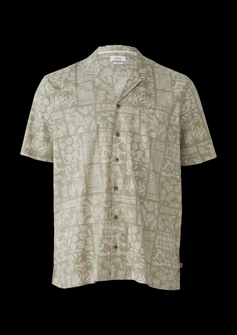 Resort Fit: Kurzarmhemd aus Viskosemix mit Brusttasche
