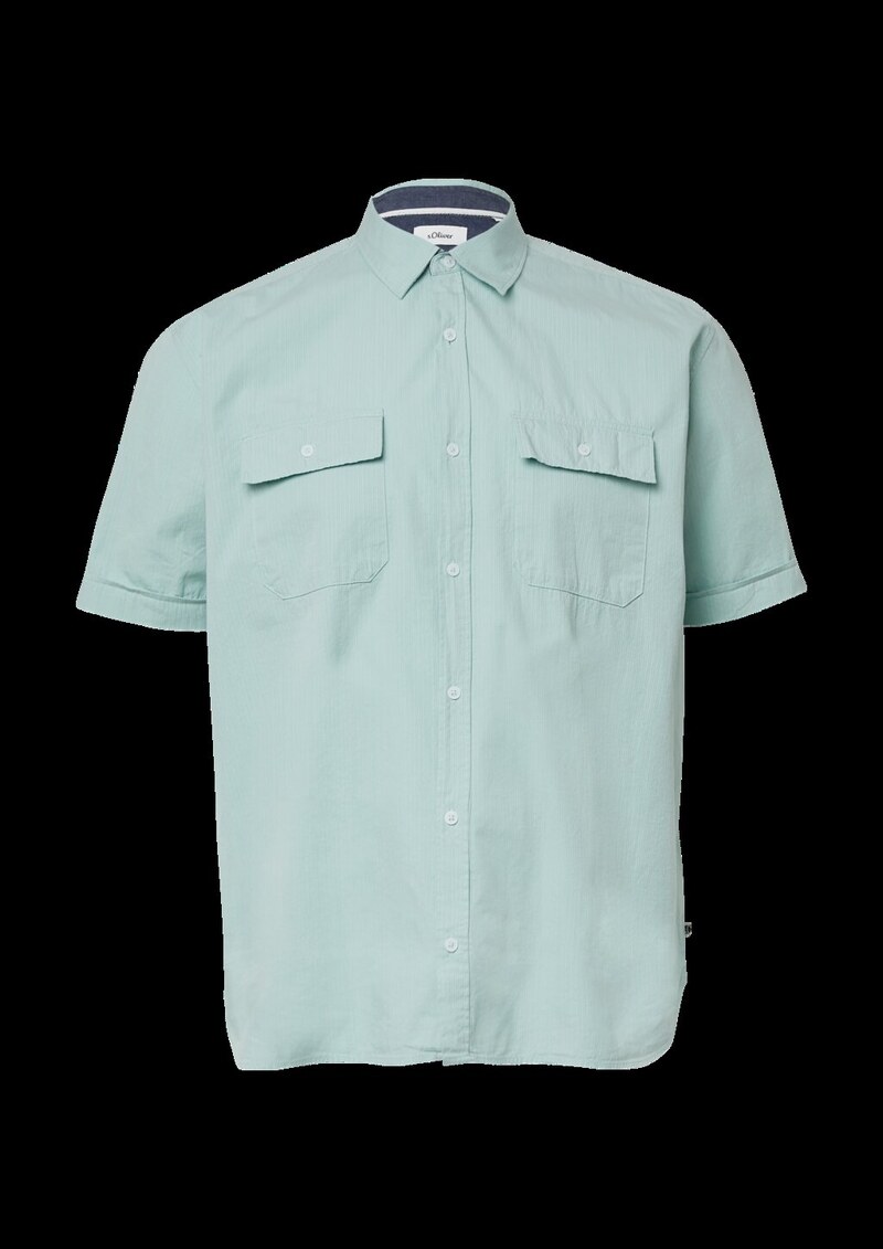 Regular Fit: Kurzarmhemd mit Strukturstreifen und Kentkragen