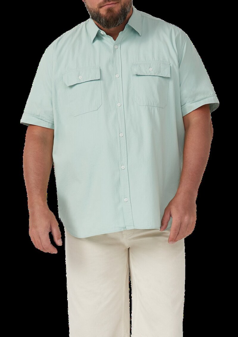 Regular Fit: Kurzarmhemd mit Strukturstreifen und Kentkragen