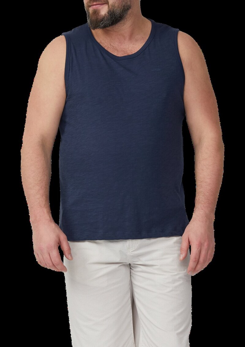 Baumwoll-Tanktop mit Flammgarnstruktur