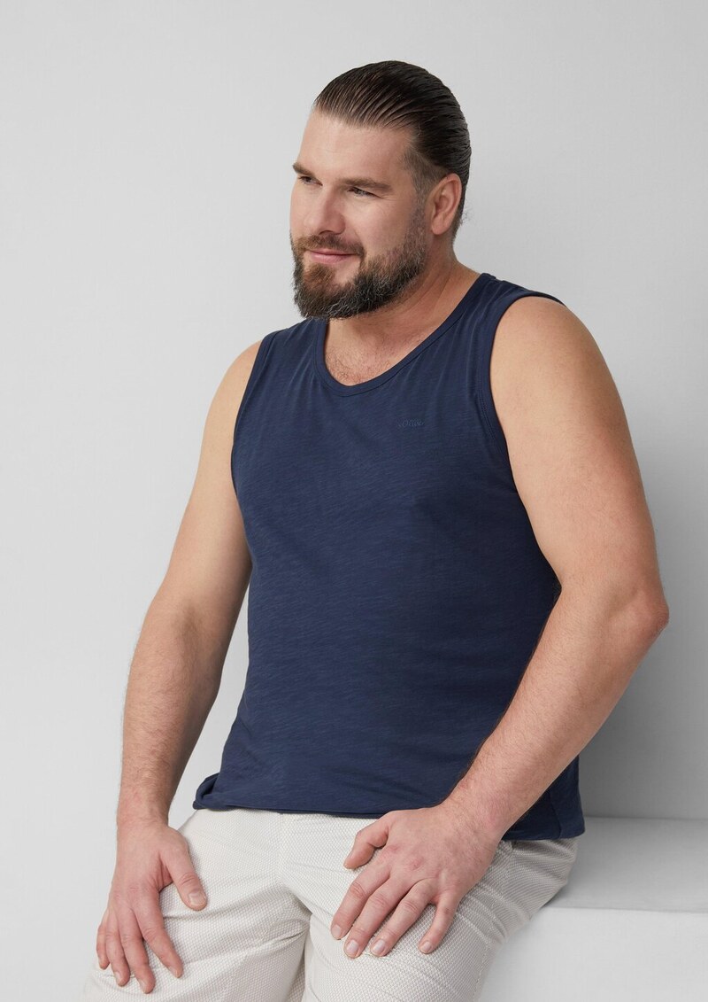 Baumwoll-Tanktop mit Flammgarnstruktur