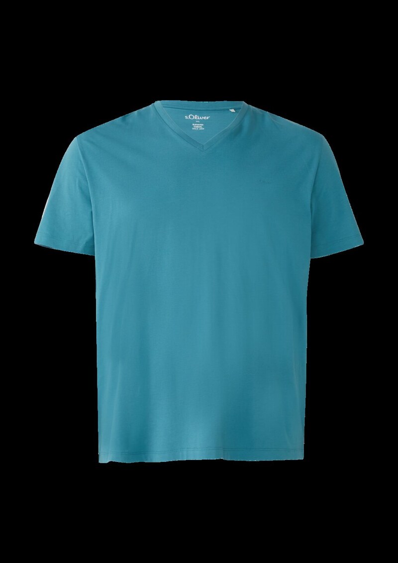 Jersey-T-Shirt mit V-Ausschnitt und Logo