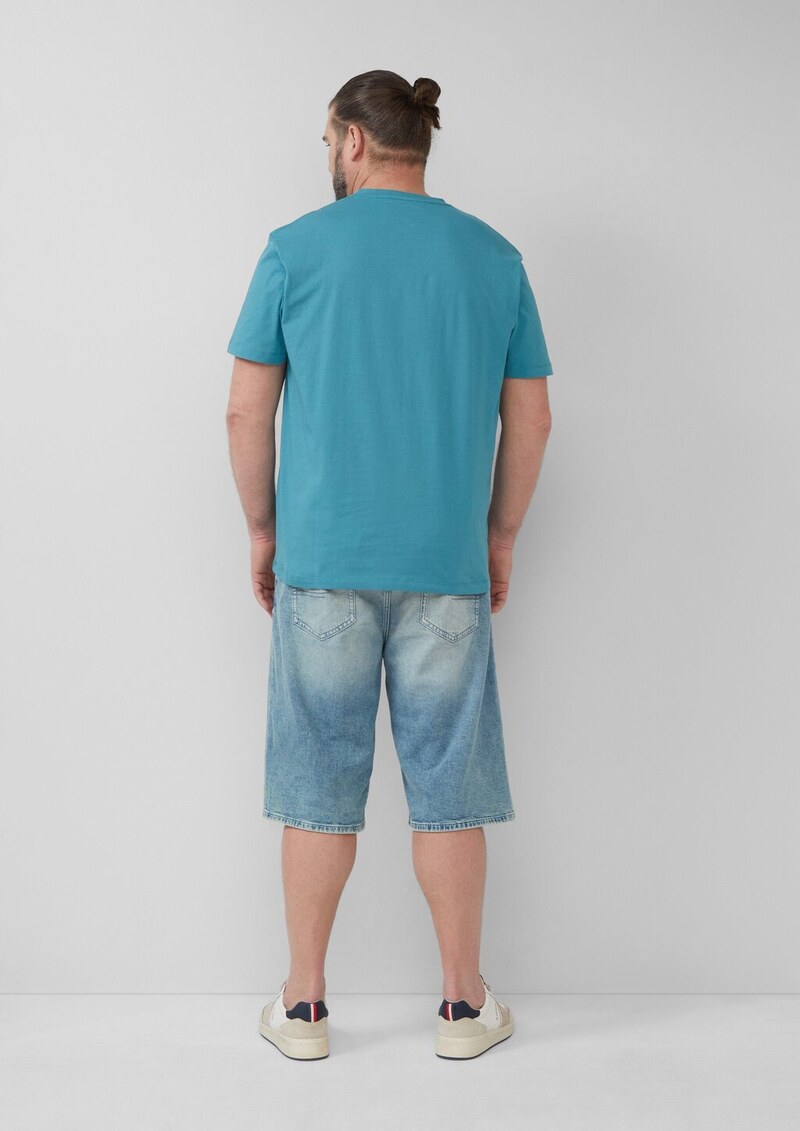 Jersey-T-Shirt mit V-Ausschnitt und Logo