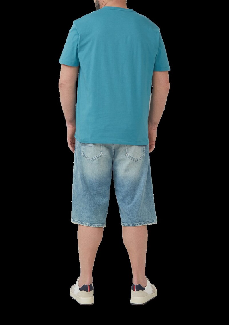 Jersey-T-Shirt mit V-Ausschnitt und Logo