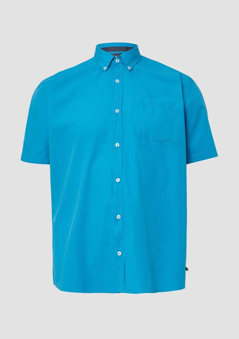 Regular Fit: Kurzarmhemd mit Struktur-Streifen und Button-Down-Kragen