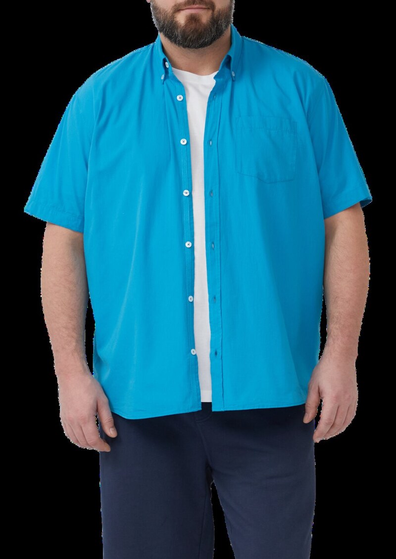 Regular Fit: Kurzarmhemd mit Struktur-Streifen und Button-Down-Kragen