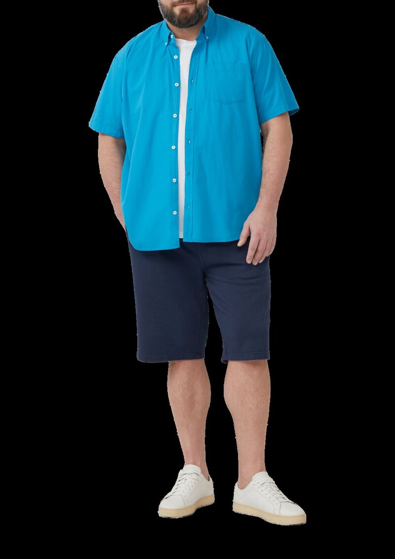 Regular Fit: Kurzarmhemd mit Struktur-Streifen und Button-Down-Kragen