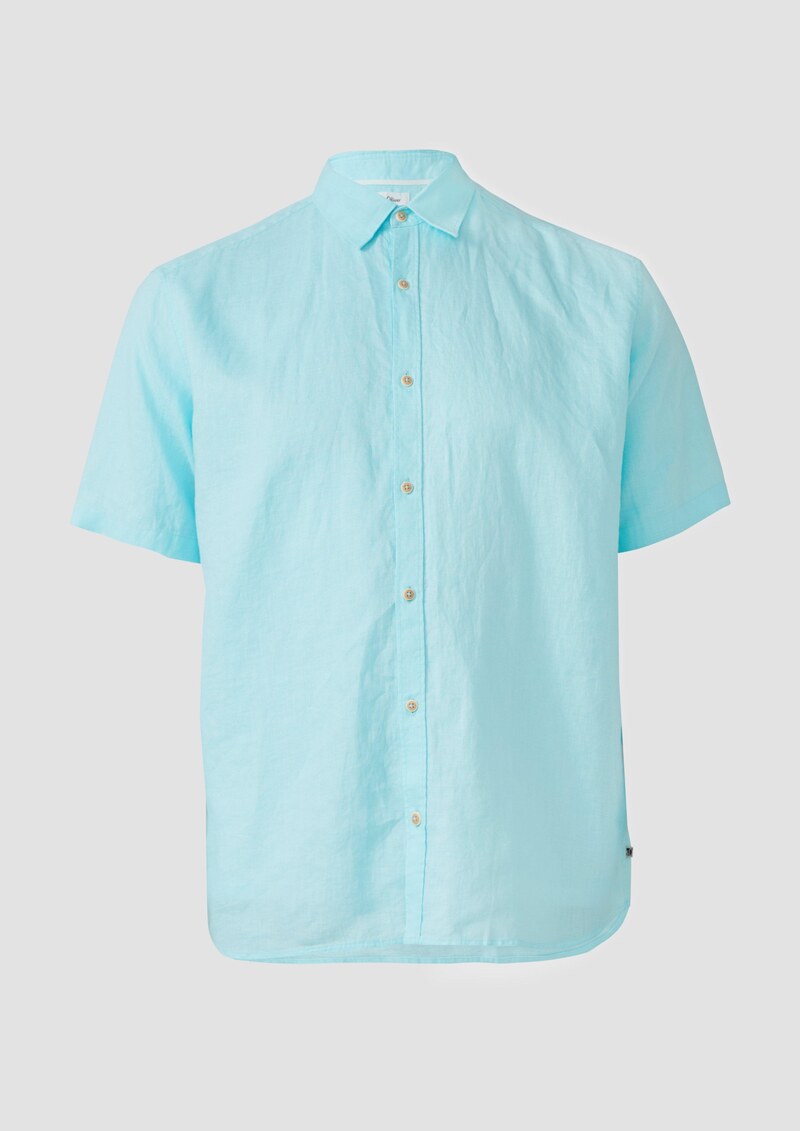 Regular Fit: Leichtes Kurzarmhemd aus 100% Leinen