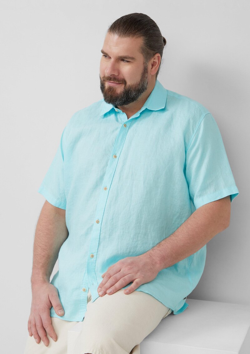 Regular Fit: Leichtes Kurzarmhemd aus 100% Leinen