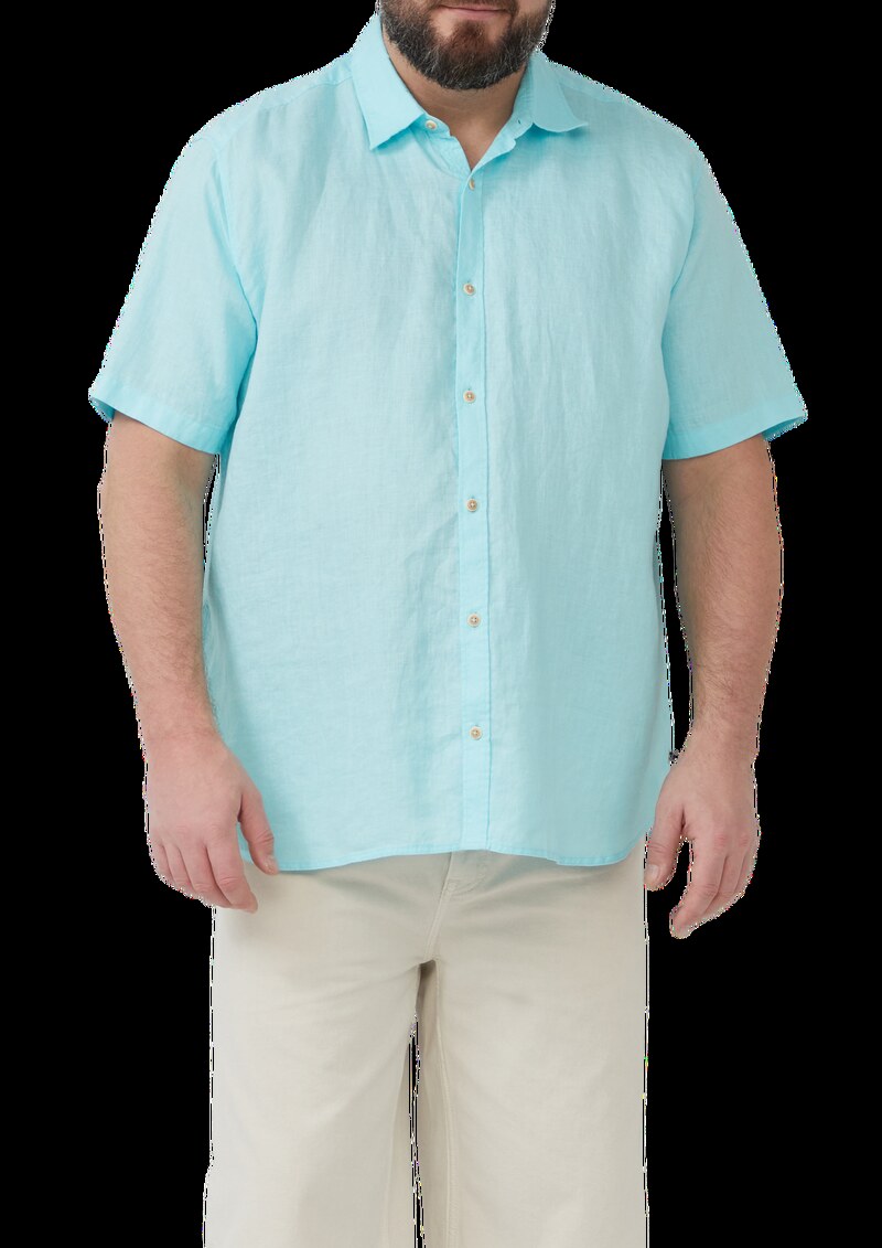 Regular Fit: Leichtes Kurzarmhemd aus 100% Leinen