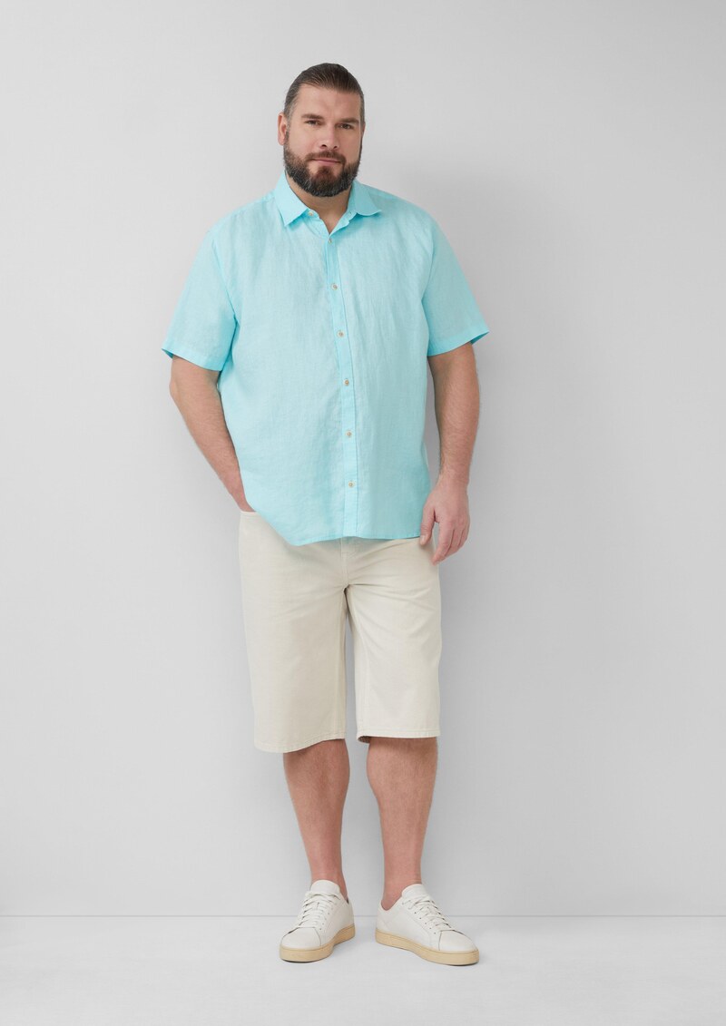 Regular Fit: Leichtes Kurzarmhemd aus 100% Leinen