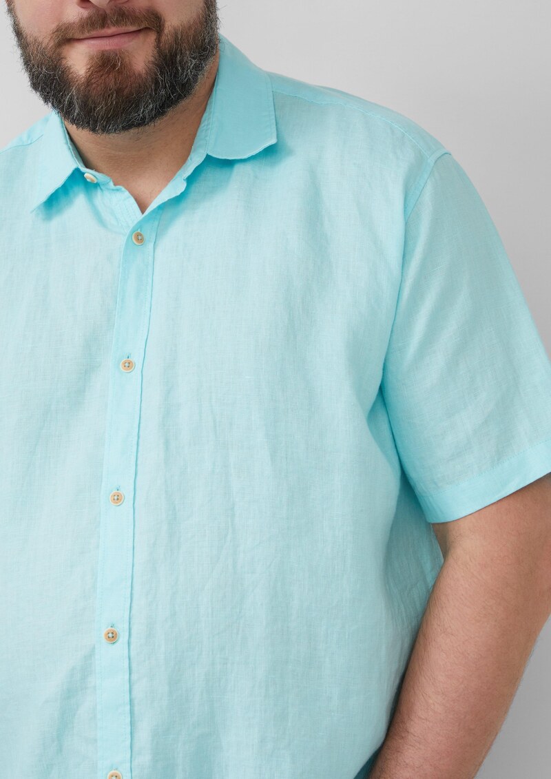 Regular Fit: Leichtes Kurzarmhemd aus 100% Leinen