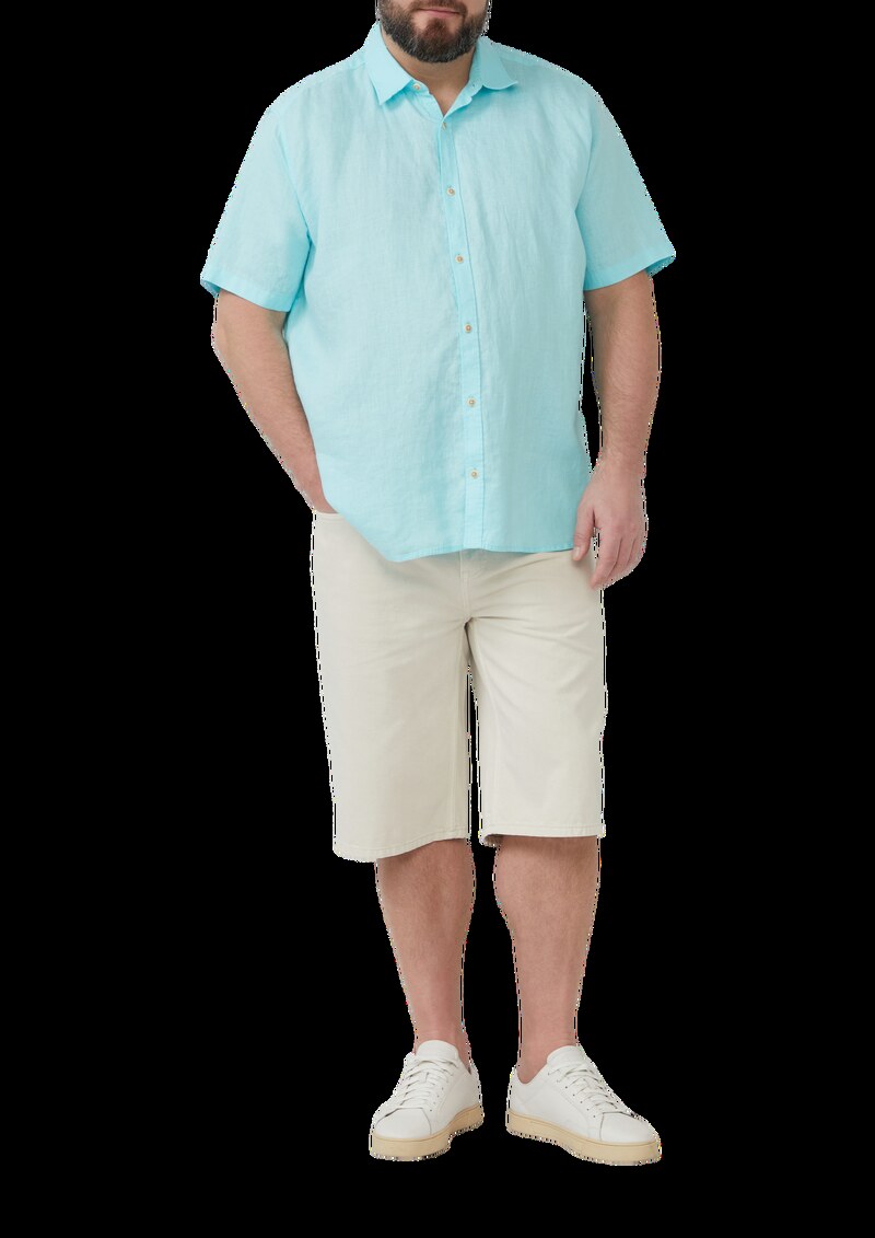 Regular Fit: Leichtes Kurzarmhemd aus 100% Leinen