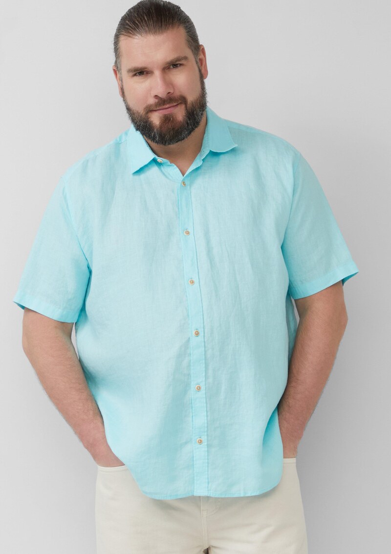 Regular Fit: Leichtes Kurzarmhemd aus 100% Leinen
