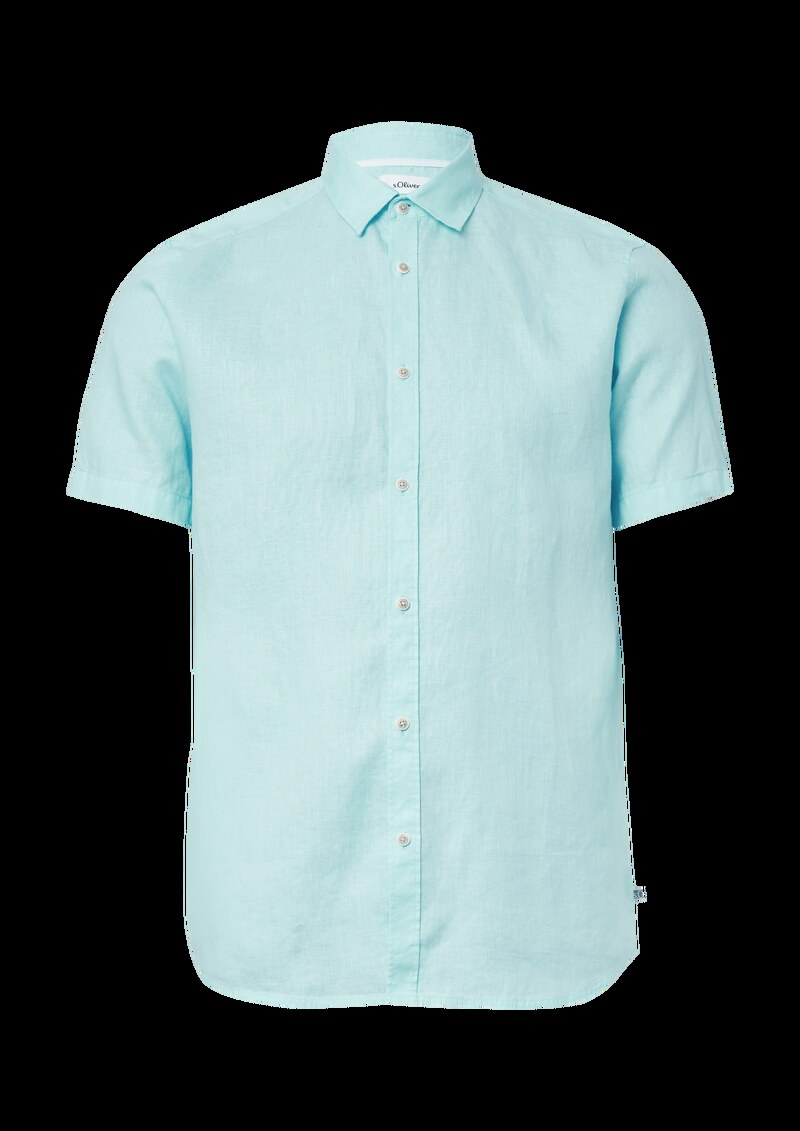 Regular Fit: Leichtes Kurzarmhemd aus 100% Leinen