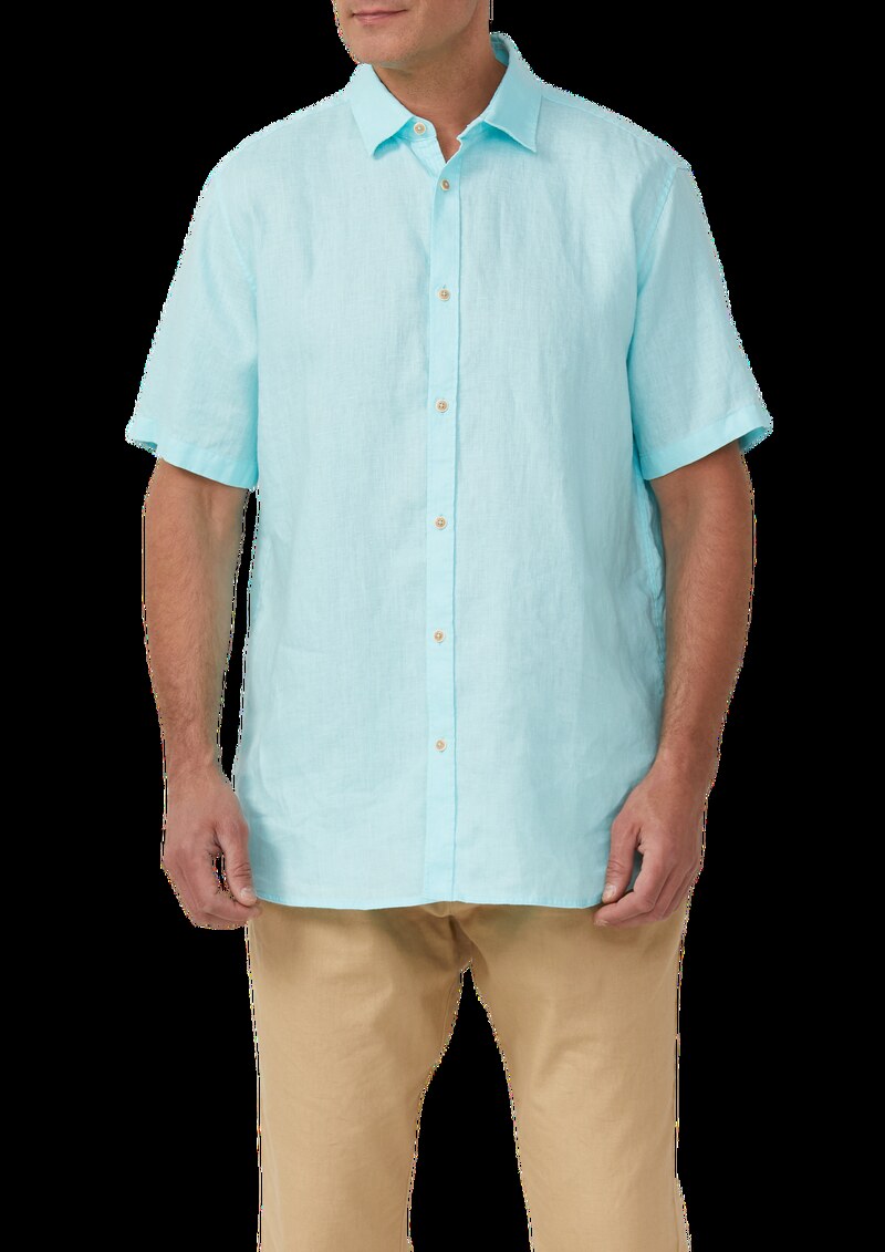 Regular Fit: Leichtes Kurzarmhemd aus 100% Leinen