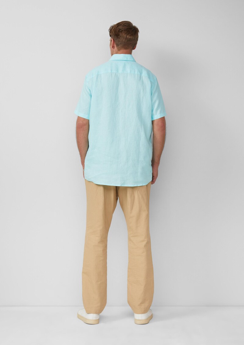 Regular Fit: Leichtes Kurzarmhemd aus 100% Leinen