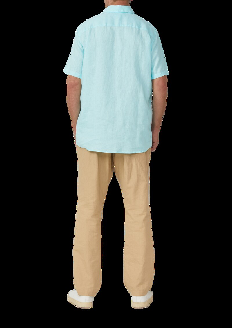 Regular Fit: Leichtes Kurzarmhemd aus 100% Leinen