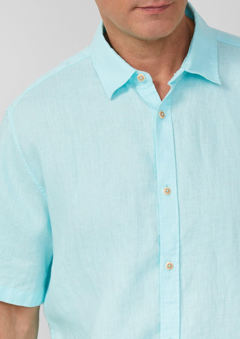 Regular Fit: Leichtes Kurzarmhemd aus 100% Leinen