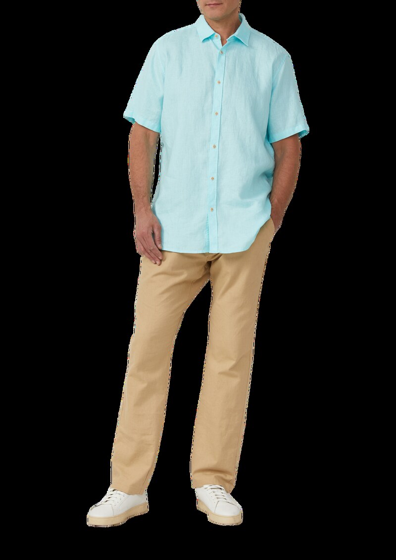 Regular Fit: Leichtes Kurzarmhemd aus 100% Leinen