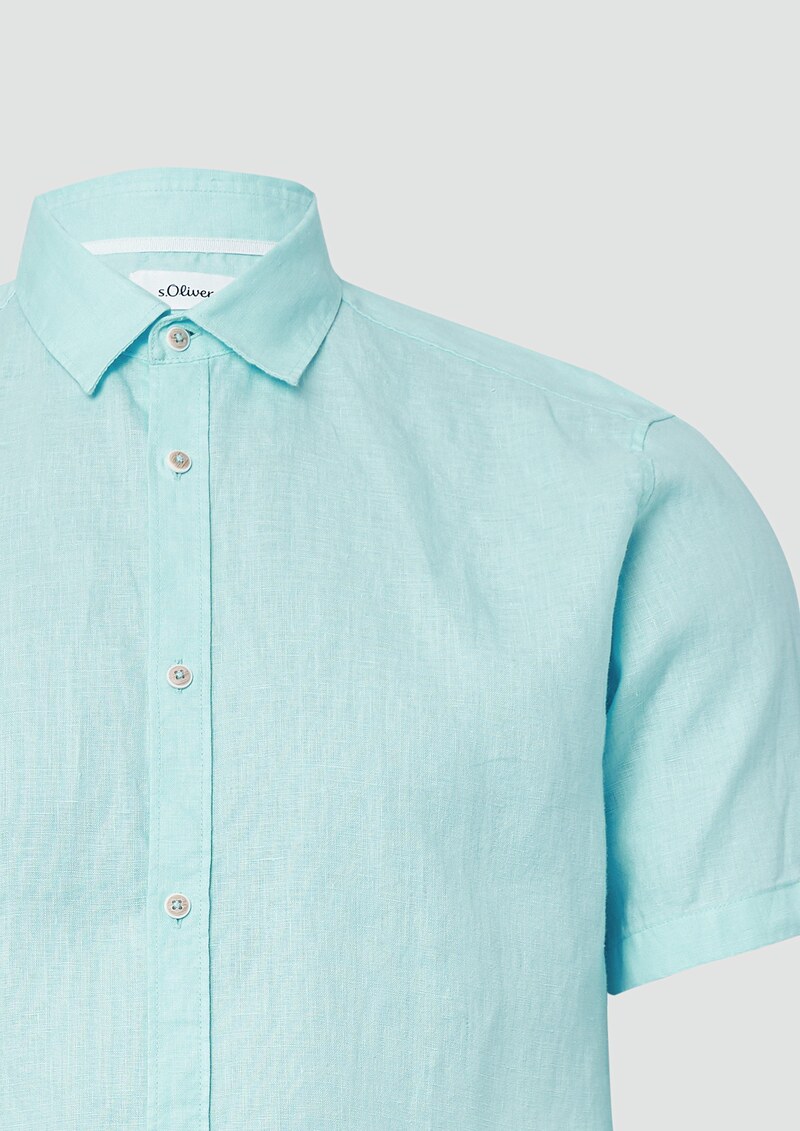 Regular Fit: Leichtes Kurzarmhemd aus 100% Leinen