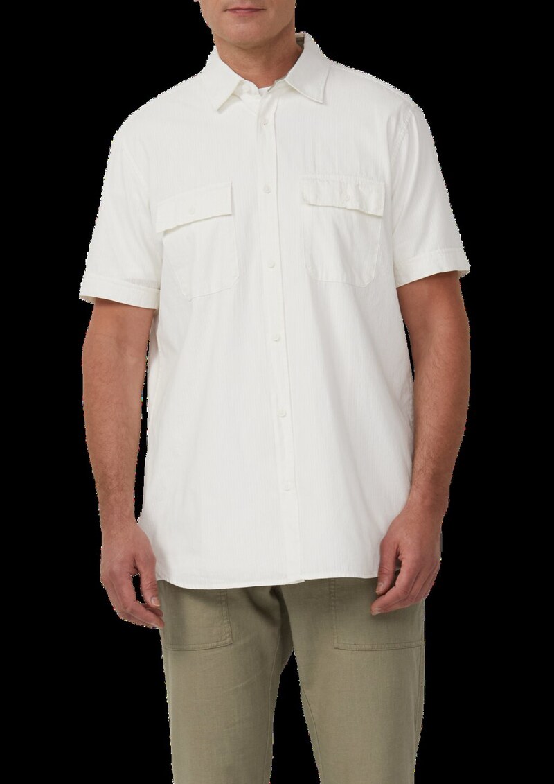 Regular Fit: Kurzarmhemd mit Strukturstreifen und Kentkragen