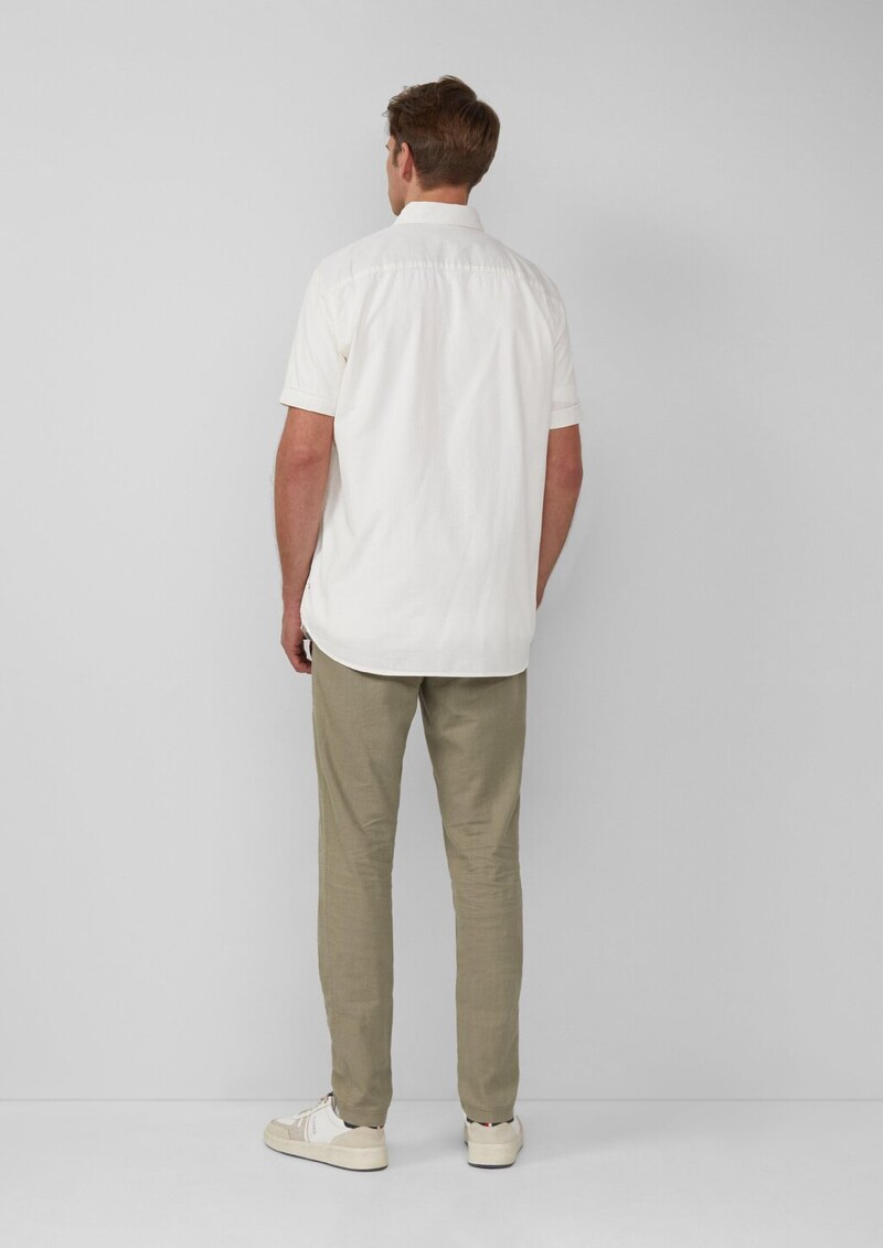 Regular Fit: Kurzarmhemd mit Strukturstreifen und Kentkragen