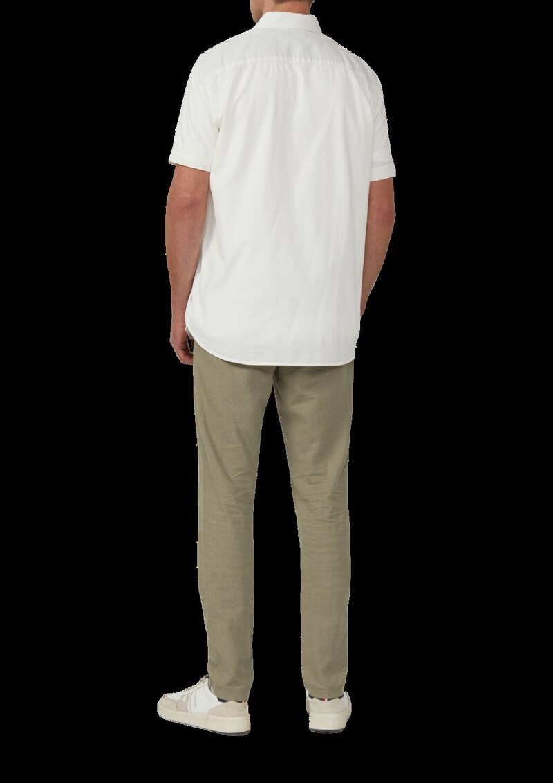 Regular Fit: Kurzarmhemd mit Strukturstreifen und Kentkragen