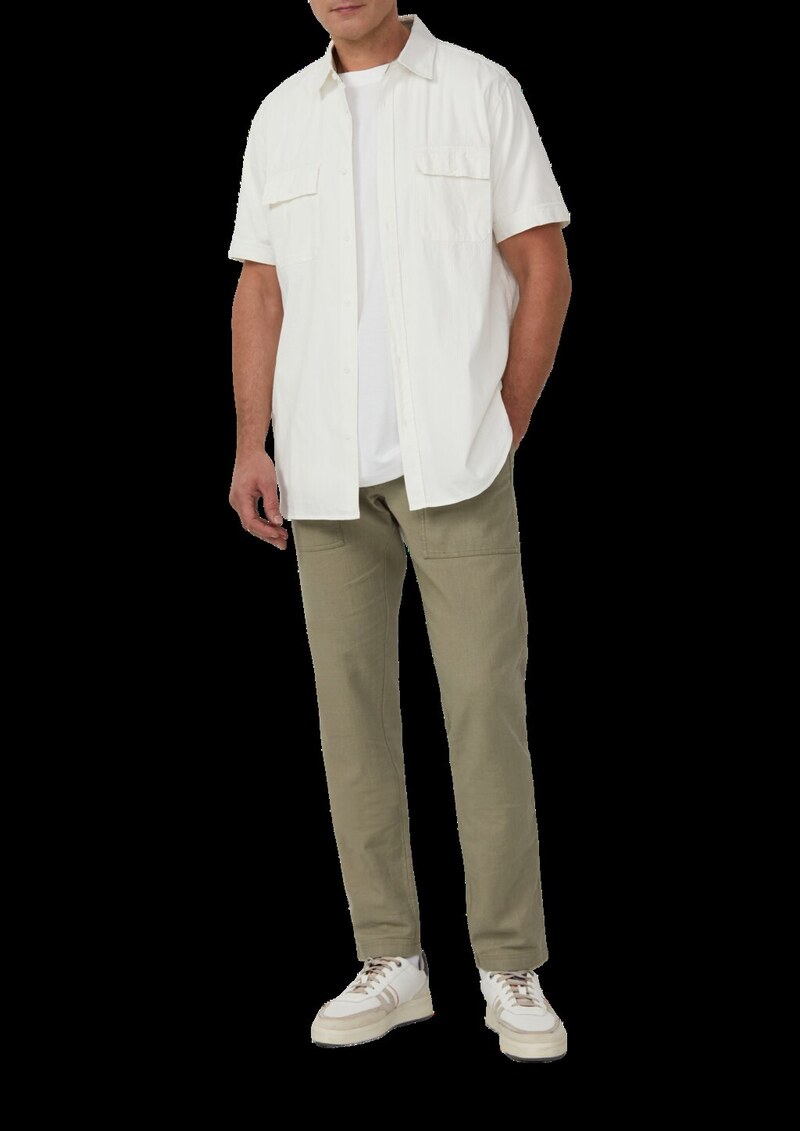 Regular Fit: Kurzarmhemd mit Strukturstreifen und Kentkragen