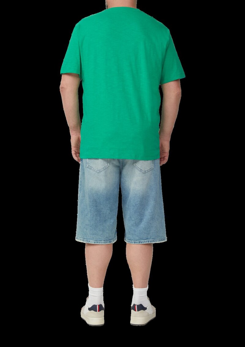 T-Shirt mit Flammgarnstruktur und Logo-Print