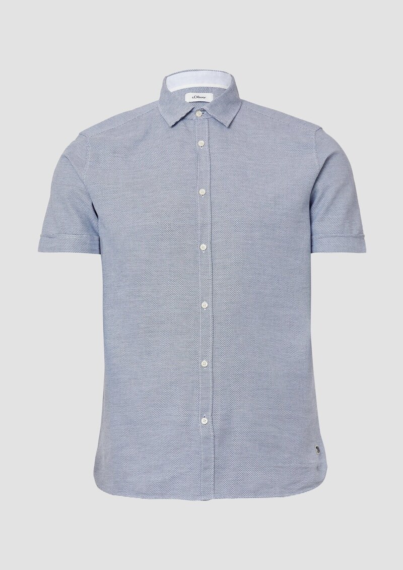 Regular Fit: Strukturiertes Kurzarmhemd aus Baumwolle mit Kentkragen