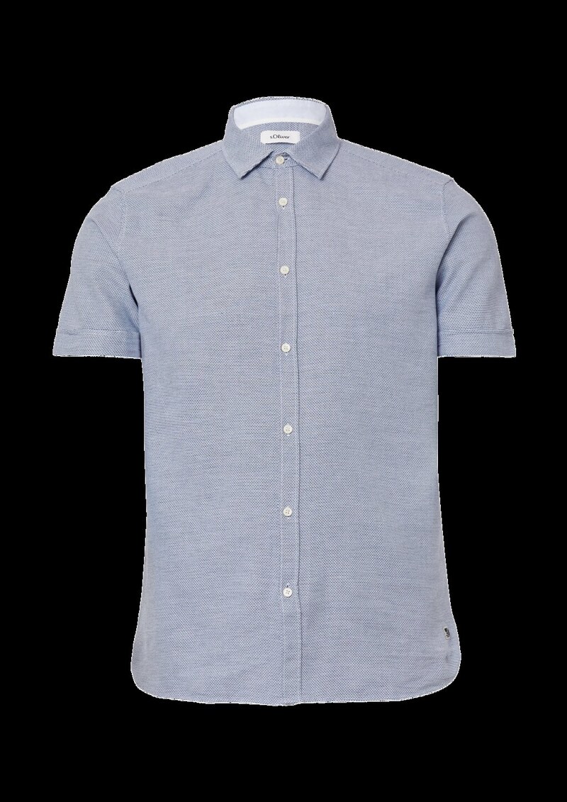 Regular Fit: Strukturiertes Kurzarmhemd aus Baumwolle mit Kentkragen