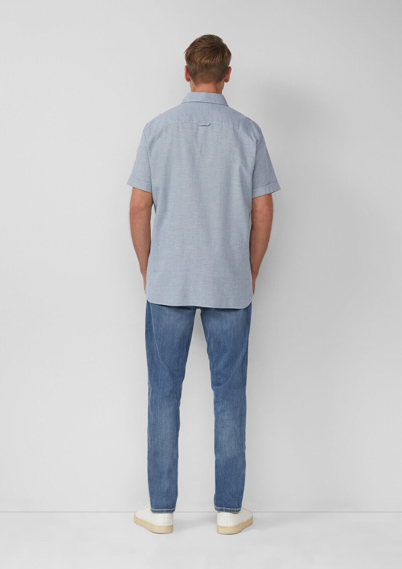 Regular Fit: Strukturiertes Kurzarmhemd aus Baumwolle mit Kentkragen