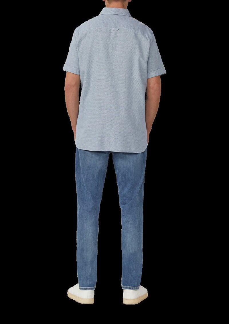 Regular Fit: Strukturiertes Kurzarmhemd aus Baumwolle mit Kentkragen