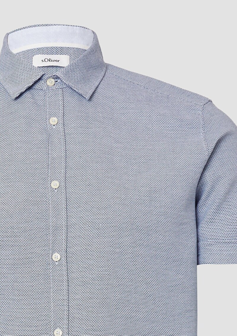 Regular Fit: Strukturiertes Kurzarmhemd aus Baumwolle mit Kentkragen