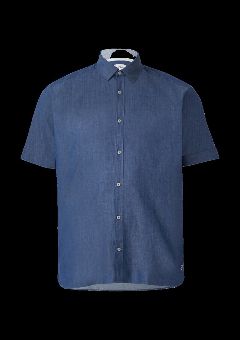 Regular Fit: Strukturiertes Kurzarmhemd aus Baumwolle mit Kentkragen