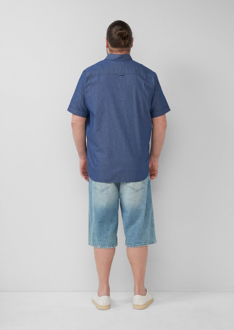 Regular Fit: Strukturiertes Kurzarmhemd aus Baumwolle mit Kentkragen