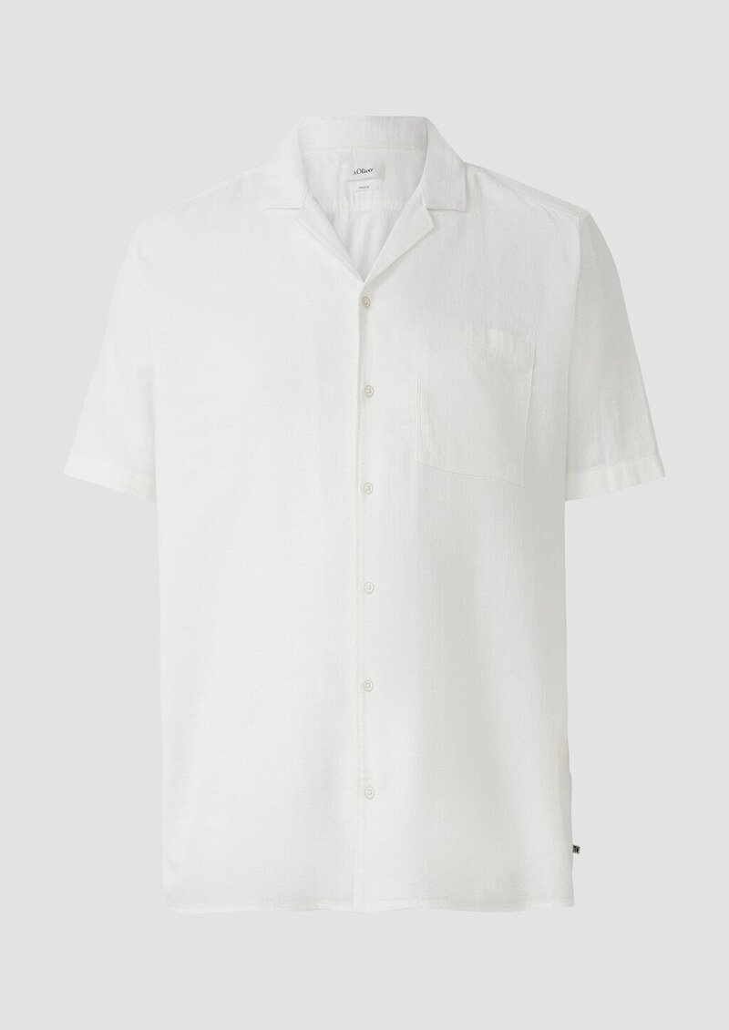 Resort Fit: Strukturiertes Kurzarm-Hemd mit Brusttasche