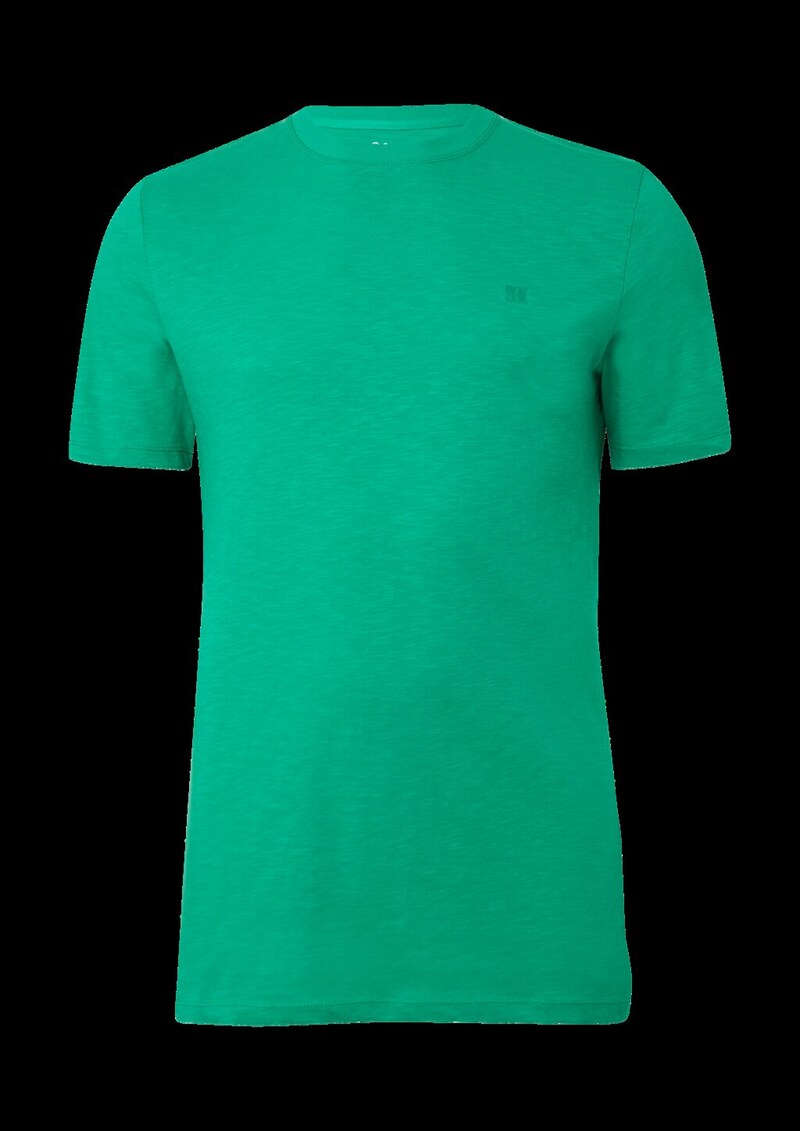 T-Shirt mit Flammgarnstruktur und Logo-Print