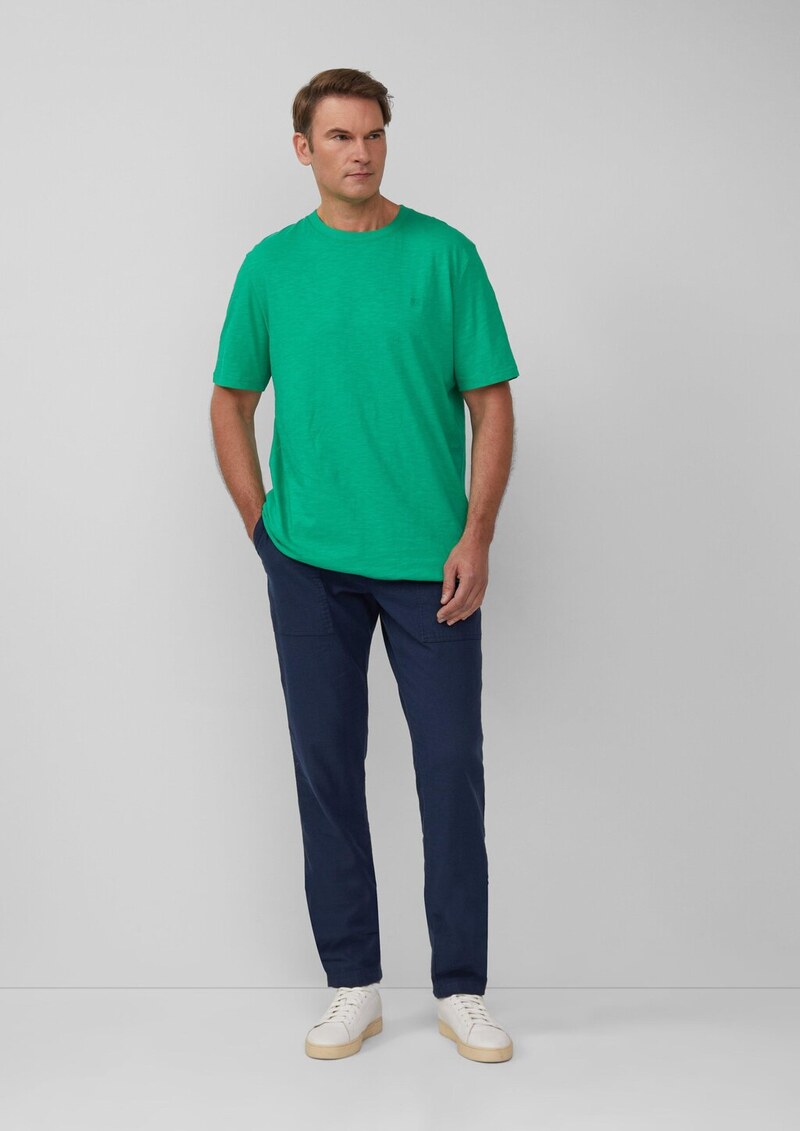 T-Shirt mit Flammgarnstruktur und Logo-Print