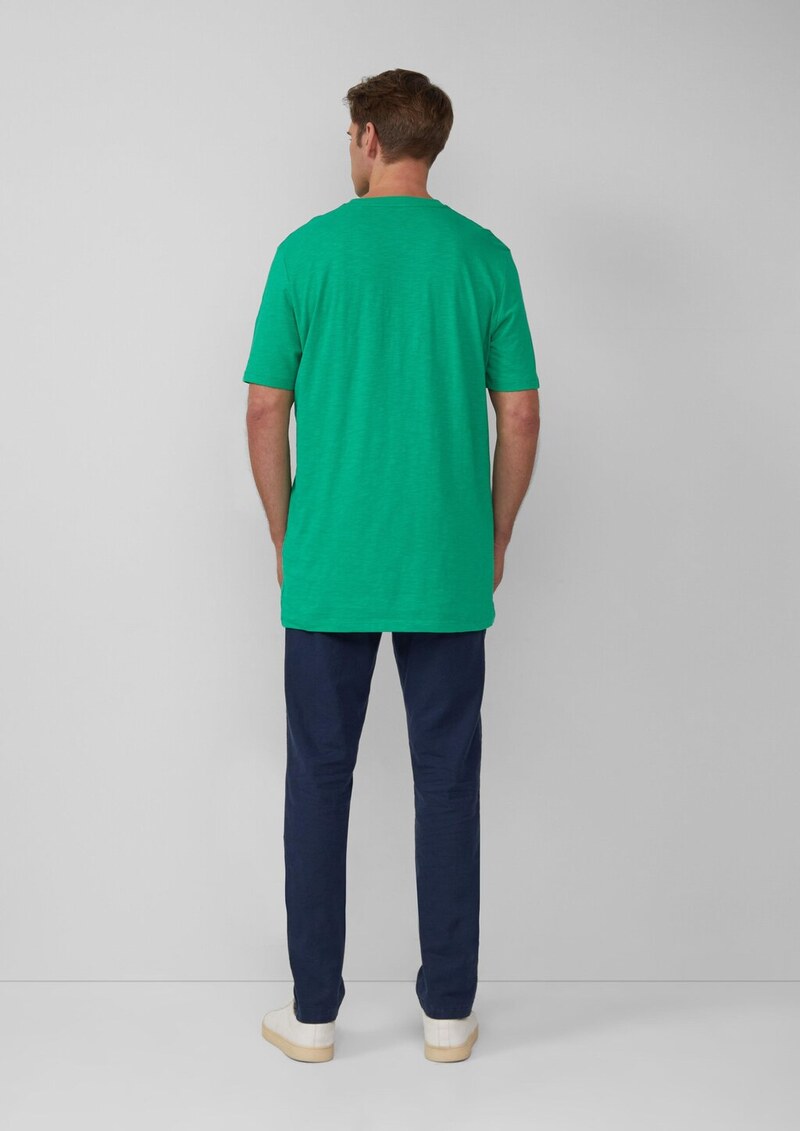 T-Shirt mit Flammgarnstruktur und Logo-Print