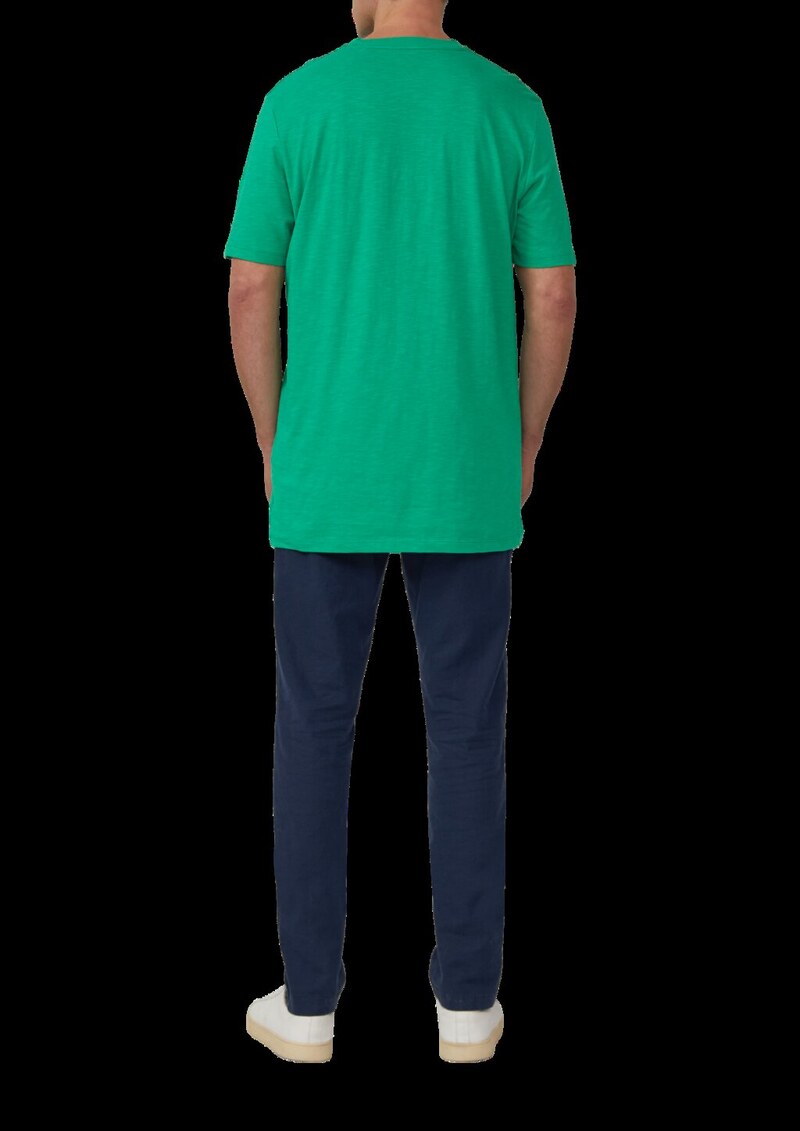 T-Shirt mit Flammgarnstruktur und Logo-Print