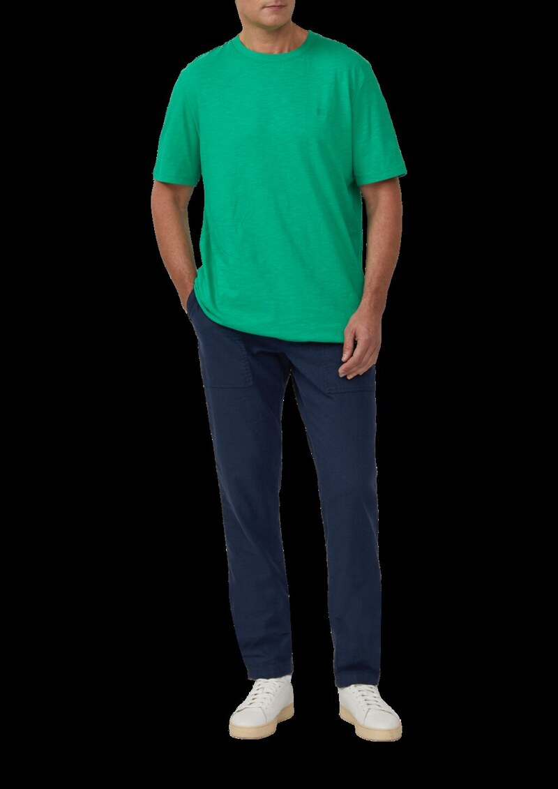 T-Shirt mit Flammgarnstruktur und Logo-Print