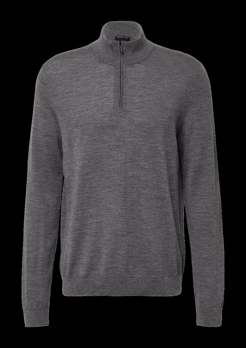 Strickpullover aus reiner Merinowolle mit Troyer-Kragen