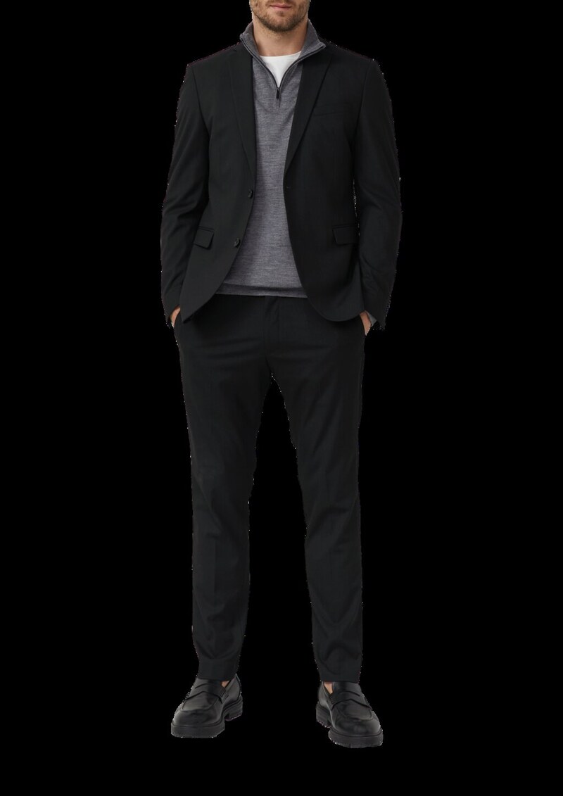 Strickpullover aus reiner Merinowolle mit Troyer-Kragen