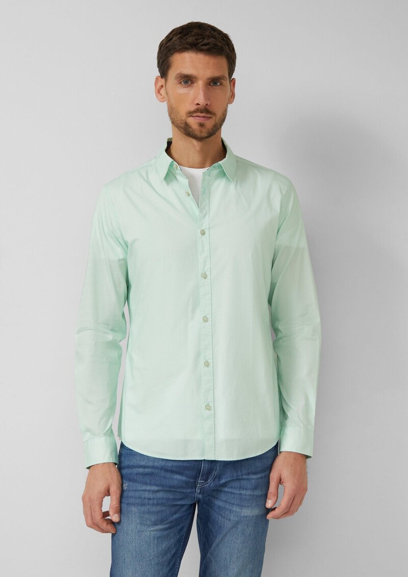 Slim Fit: Gemustertes Hemd mit Kentkragen