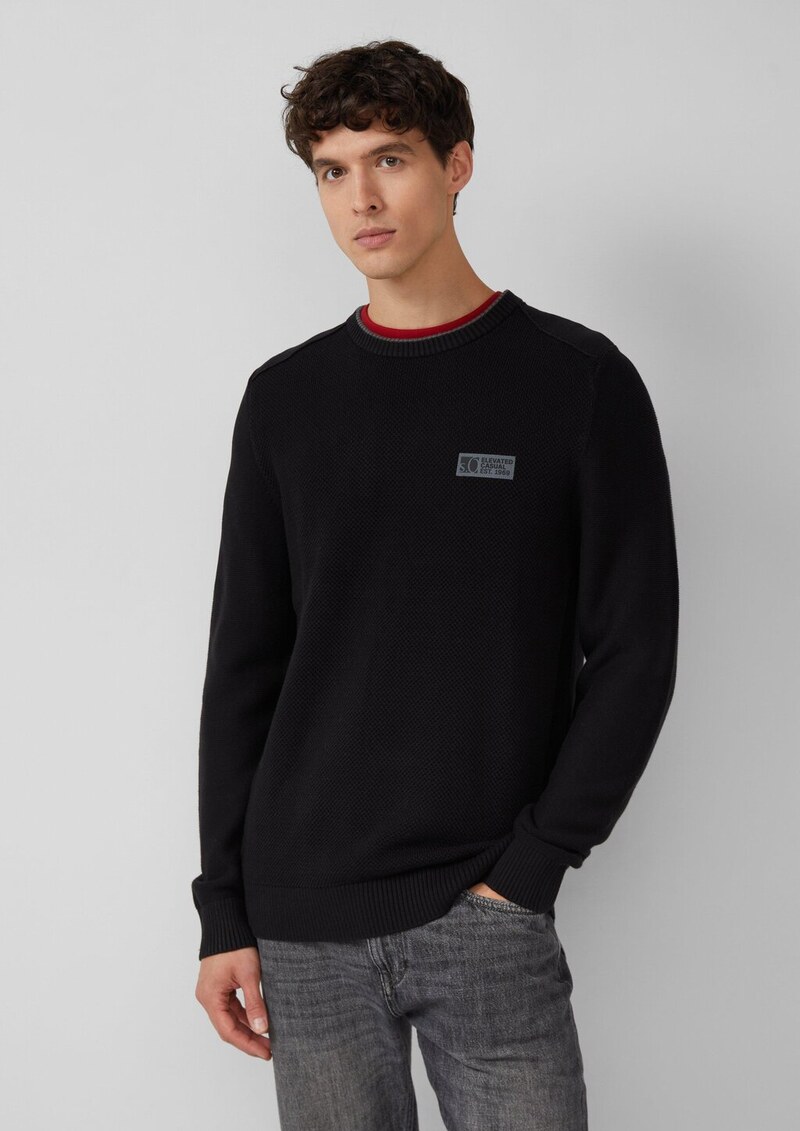 Strickpullover aus Baumwolle mit Struktur