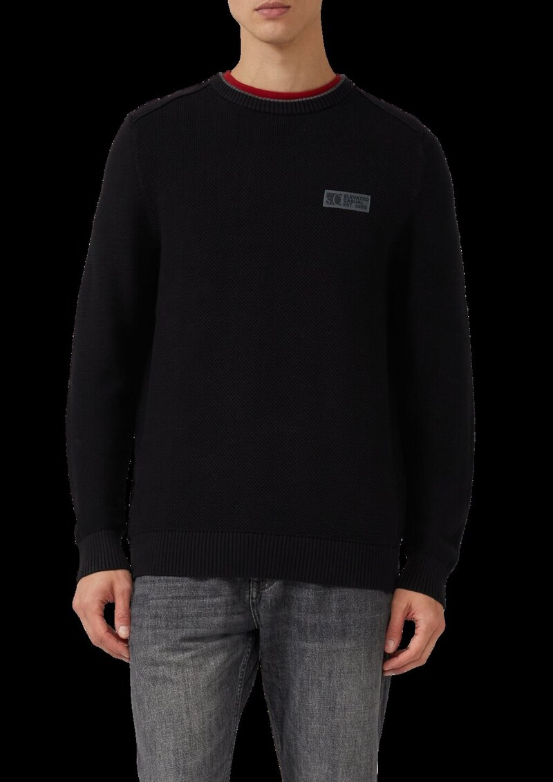 Strickpullover aus Baumwolle mit Struktur