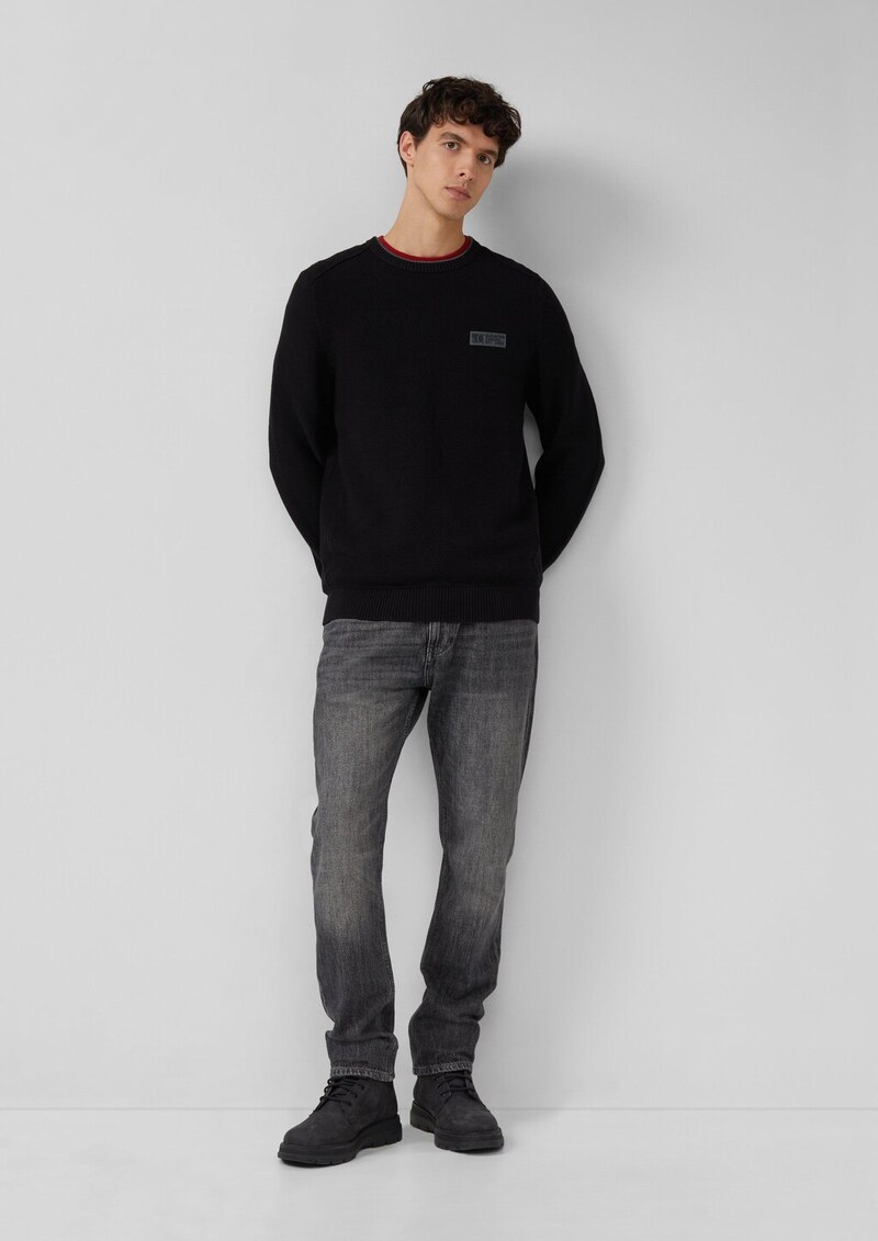 Strickpullover aus Baumwolle mit Struktur