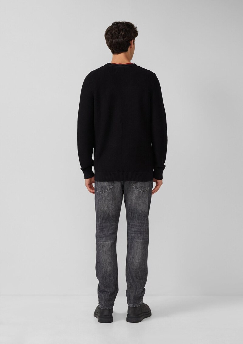 Strickpullover aus Baumwolle mit Struktur